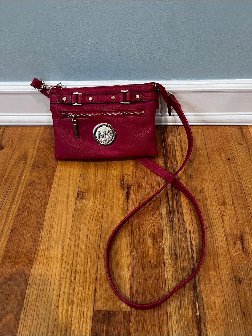 Discontinued Michael Kors Ruby Red Leather Crossbody Bag